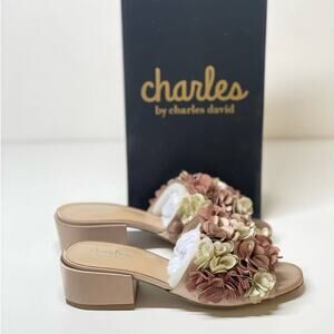 Charles by Charles David Victorious Sandals Women's Size 8M Ivory Floral Chiffon